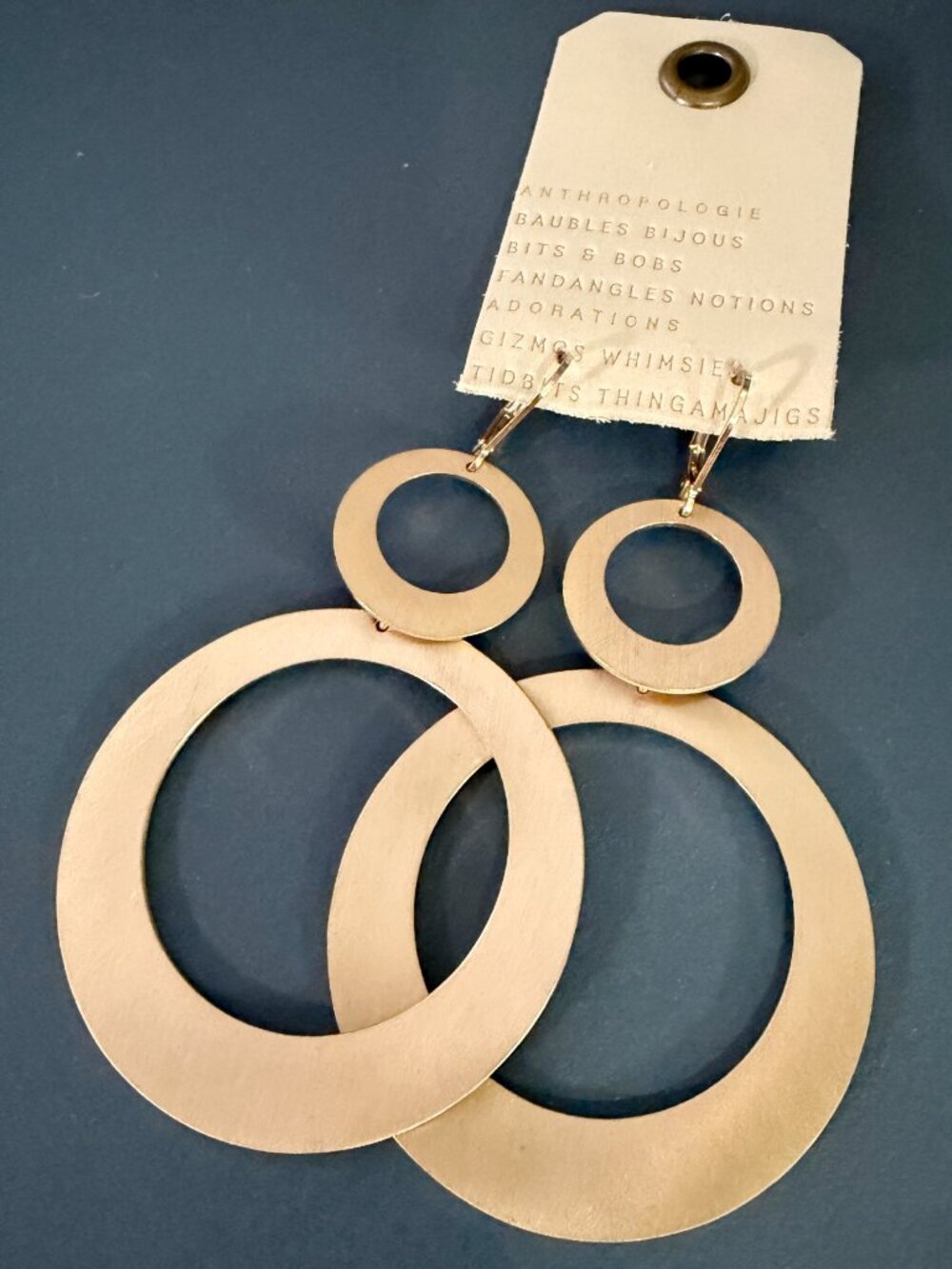 Anthropologie Oversized Double Circle Drop Earrings